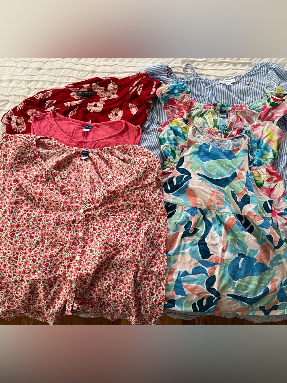 Bundle of Floral Short Sleeve Maternity Tops